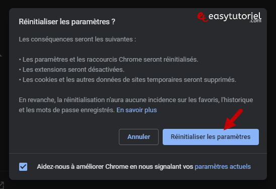 booster chrome 4 reinitialiser les parametres