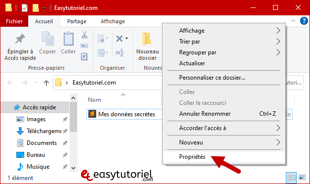 proteger dossier fichier windows 10 1