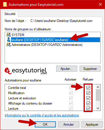 proteger dossier fichier windows 10 3