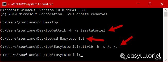 cacher fichiers dossiers attrib windows 10 10 afficher dossier cach%C3%A9 de nouveau