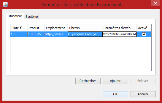 java runtime environment ram