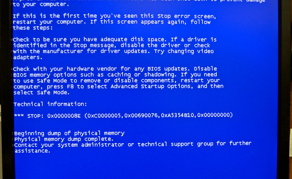 ecran bleu erreur windows bsod solution
