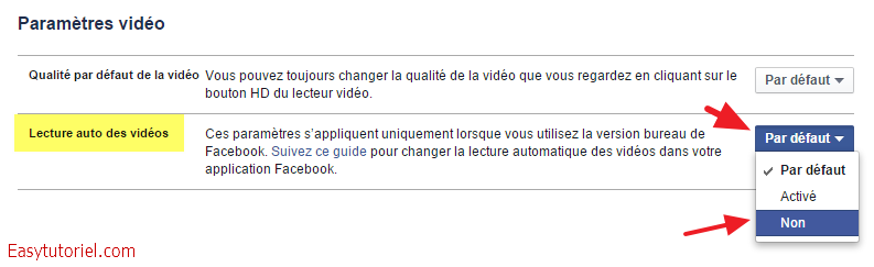 parametres video facebook