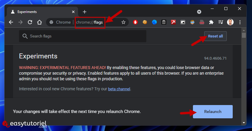 reparer dns probe finished nx domain 11 chrome flags reset