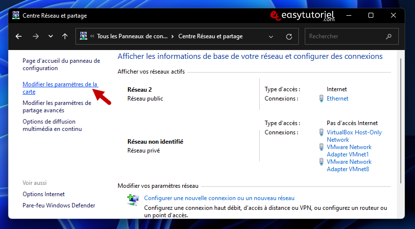 reparer dns probe finished nx domain 3 modifier les parametres de la carte