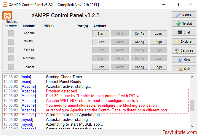 09 xampp port 80 bloque occupe