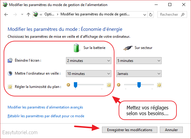 6 parametres gestion alimentation windows