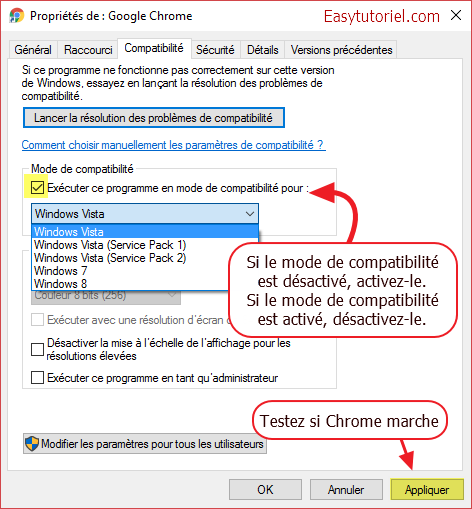 mode de compatibilite google chrome