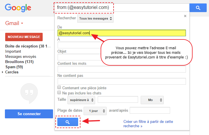 2 recherche filtre gmail bloquer