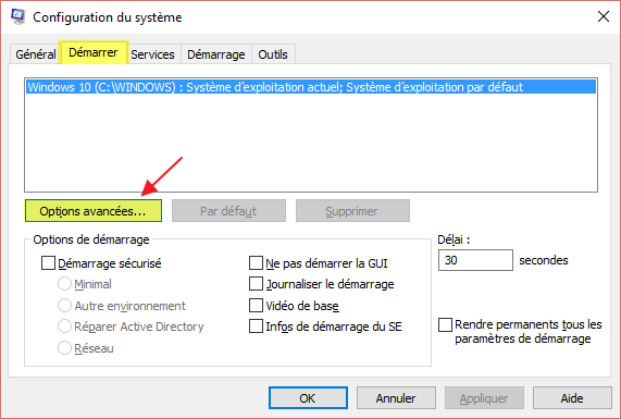 3 msconfig demarrer options avancees