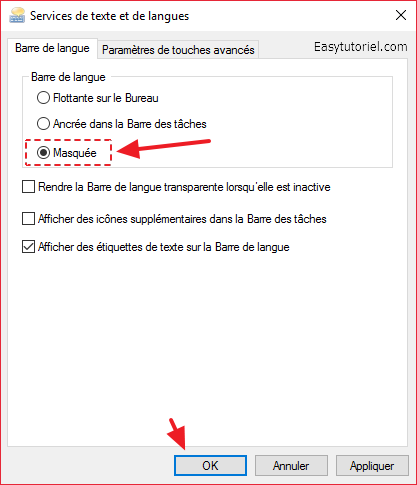 5 barre de langue masquee
