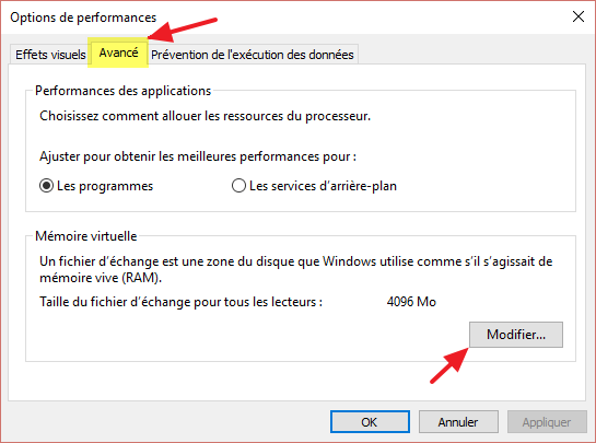 7 options performances memoire virtuelle