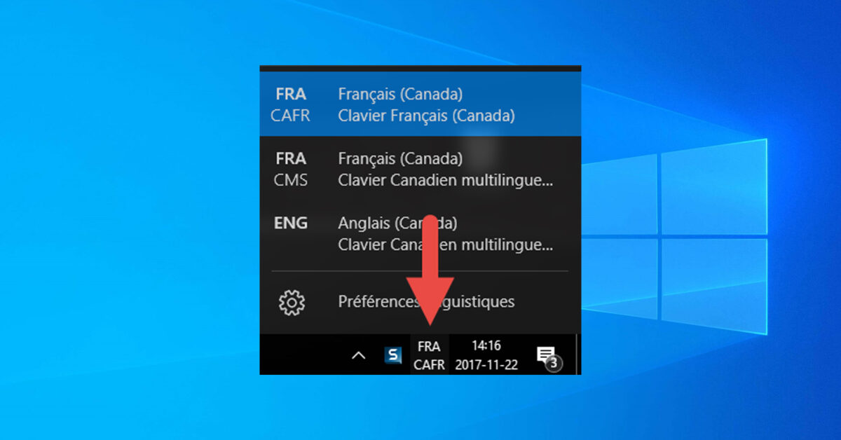 Comment cacher la barre de langues FRA sur Windows 10