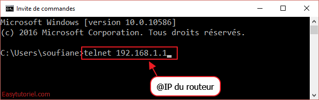 telnet 192.168.1.1