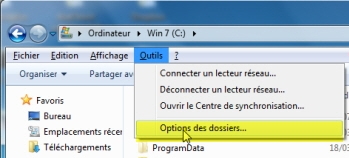 windows 7 outils options dossiers