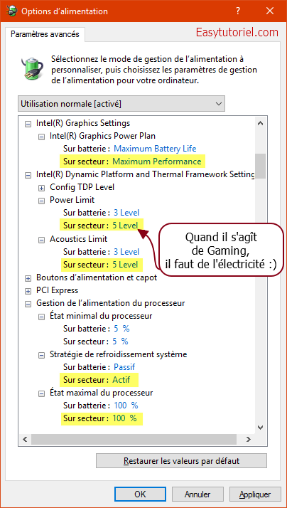 options alimentation pc portable
