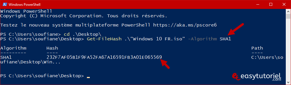hash md5 integrite fichier identique verifier windows 10 13 powershell algorithm sha1
