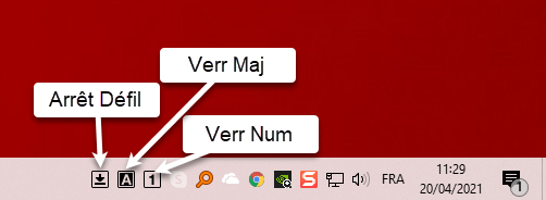 afficher etat verr num verr maj a l ecran 6