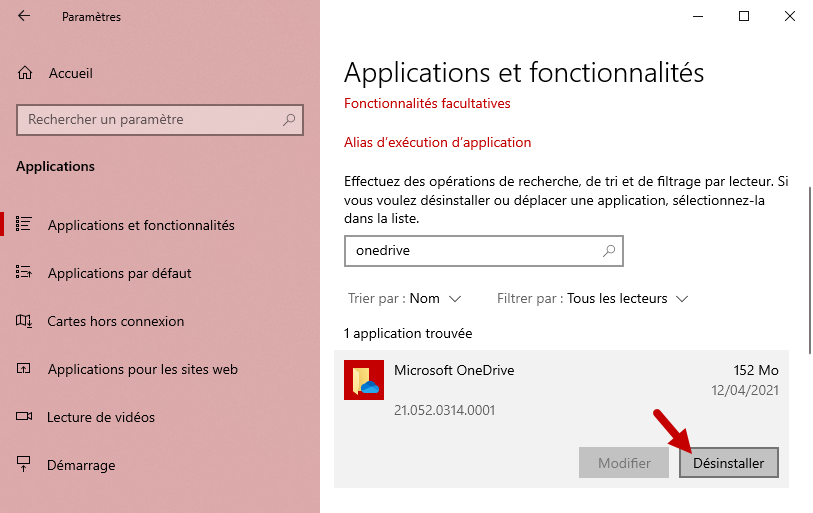 desactiver desinstaller onedrive windows 10 5