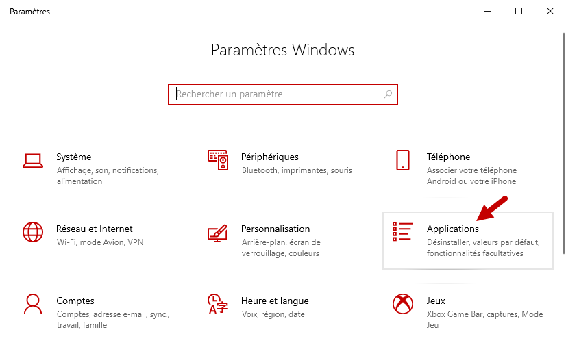 reinitialiser application windows 10 1