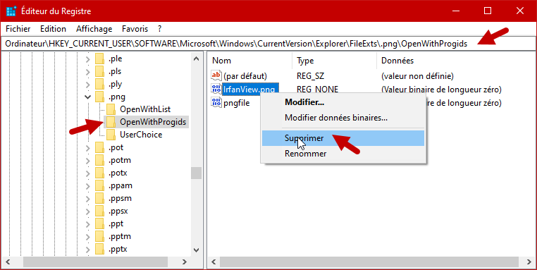 supprimer programme de ouvrir avec windows 10 9