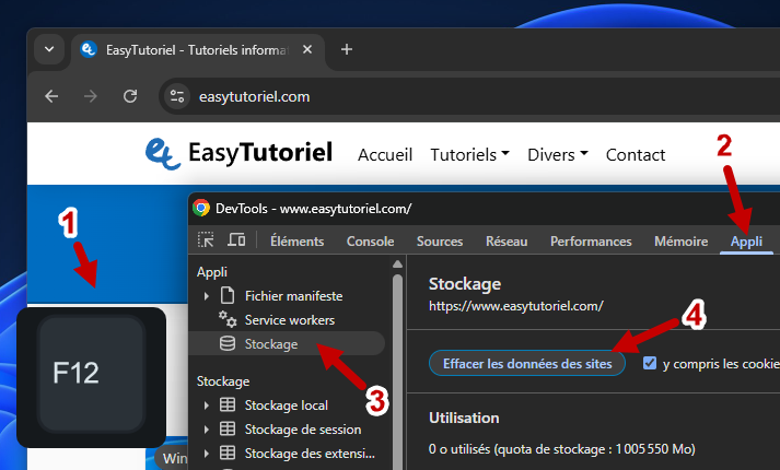 vider cache pour un seul site chrome