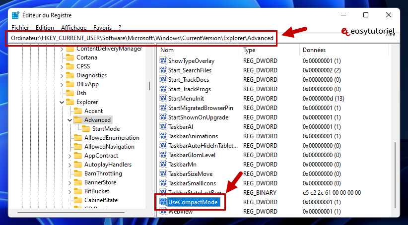 activer affichage compact windows 11 6
