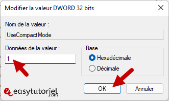 activer affichage compact windows 11 7