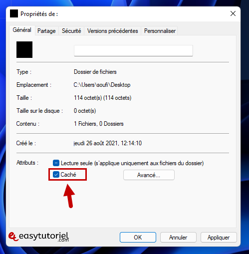 creer dossier transparent cache confidentiel secret windows 11 11 cache
