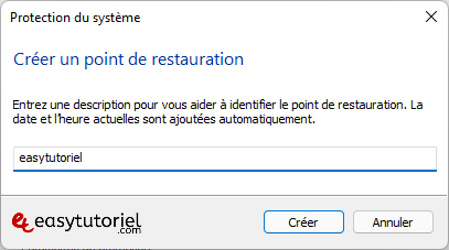 creer point de restauration windows 11 3