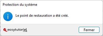 creer point de restauration windows 11 5 a ete cree