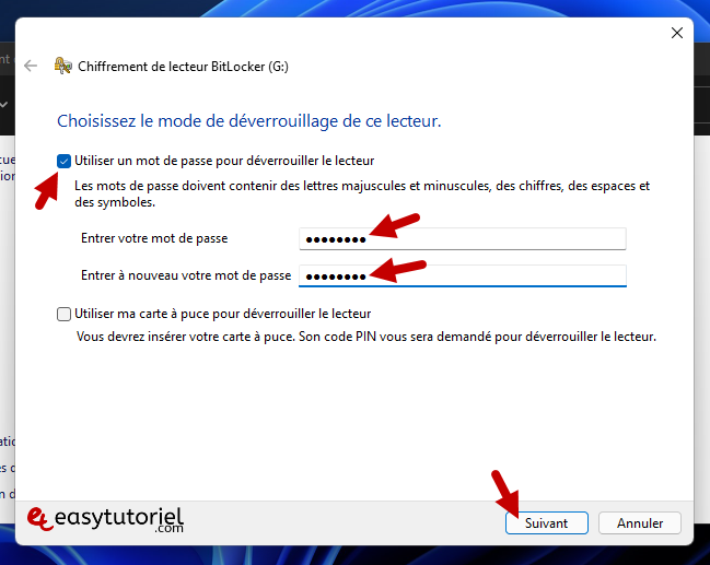 crypter cle usb disque dur windows 11 bitlocker 3 utiliser mot de passe