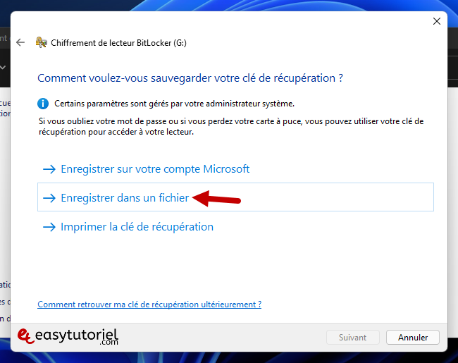 crypter cle usb disque dur windows 11 bitlocker 4 enregistrer dans un fichier