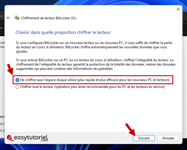 crypter cle usb disque dur windows 11 bitlocker 6 ne chiffrer que lespace utilise