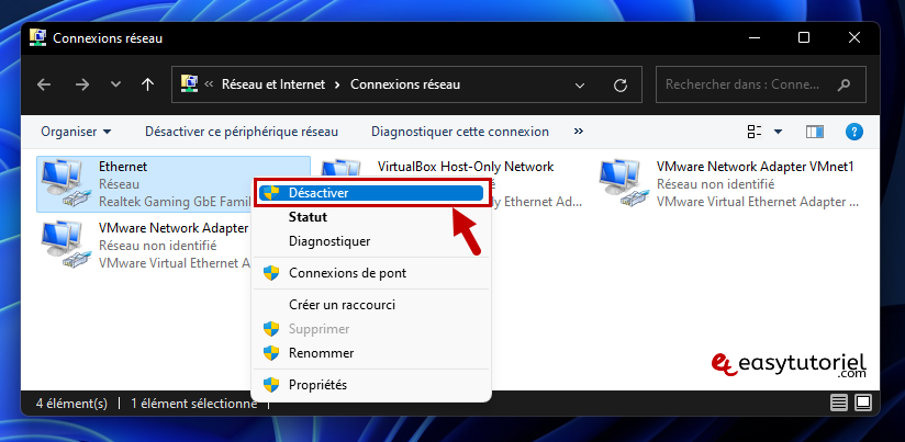 desactiver activer carte reseau windows 11 5 desactiver