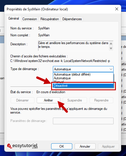 disque usage 100 gestionnaire des taches 4 sysmain desactive arreter