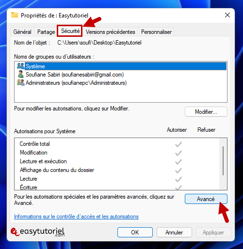 empecher utilisateur de supprimer dossier fichier windows 11 2 avance