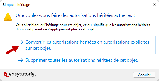 empecher utilisateur de supprimer dossier fichier windows 11 4 convertir les autorisations