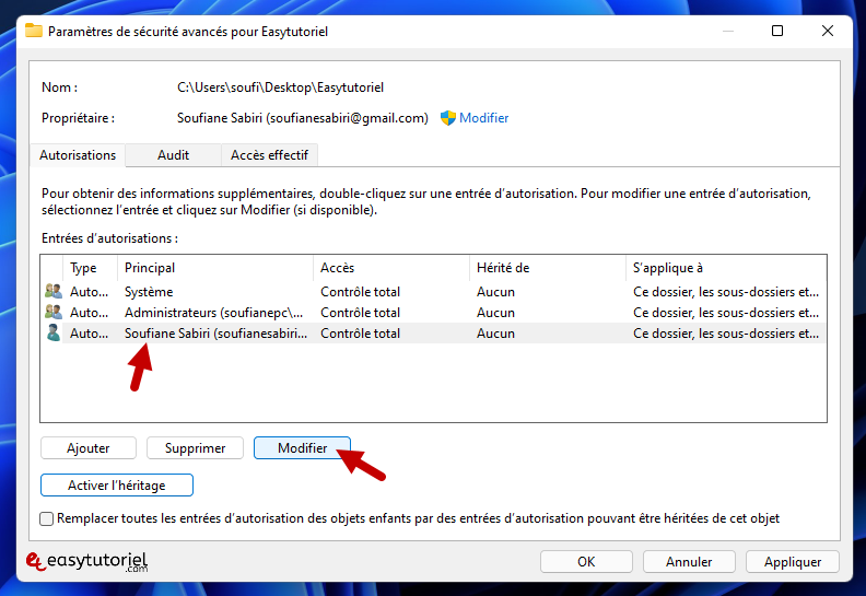 empecher utilisateur de supprimer dossier fichier windows 11 5 modifier