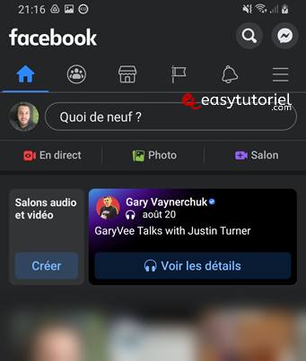 facebook mode sombre dark mode windows android pc mobile navigateur 7