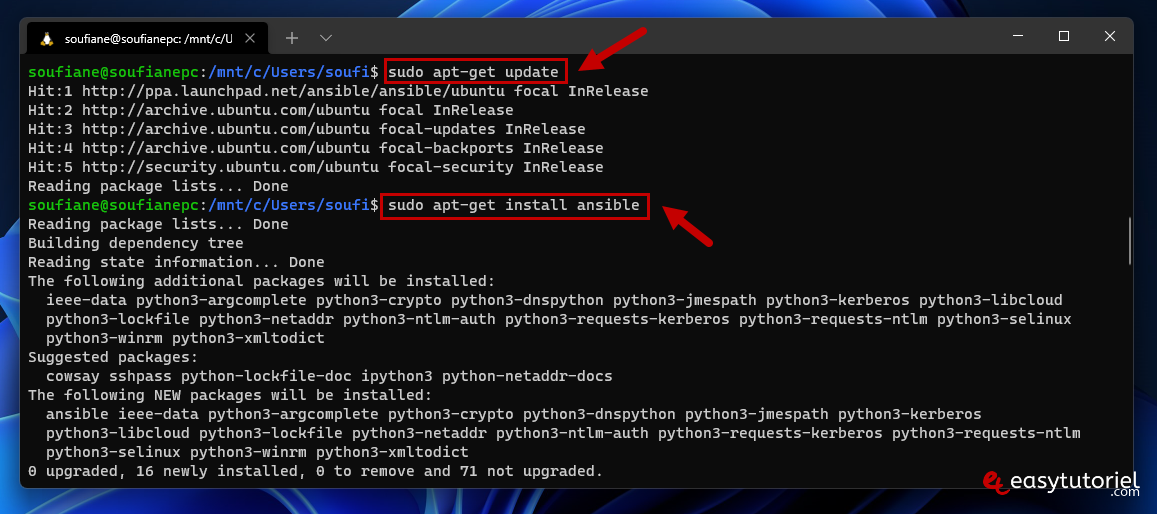 installer ansible windows 11 wsl ubuntu yml 3 sudo apt get ansible