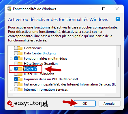 installer hyper v virtualisation windows 11 machine virtuelle 3 fonctionnalites activer hyper v