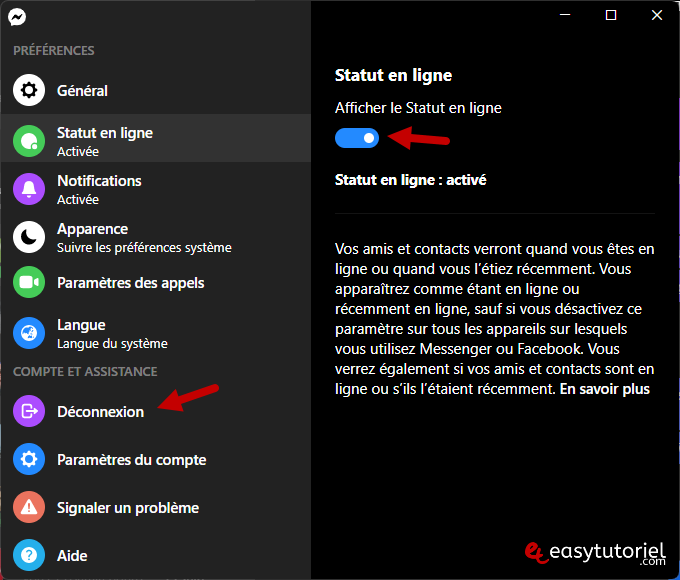 installer messenger windows 11 application facebook chat 9 deconnexion statut en ligne