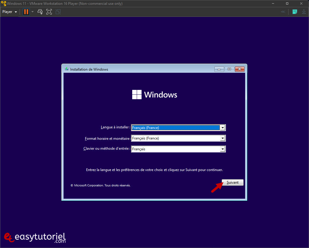 installer windows 11 vmware workstation player gratuit machine virtuelle 10 suivant fr