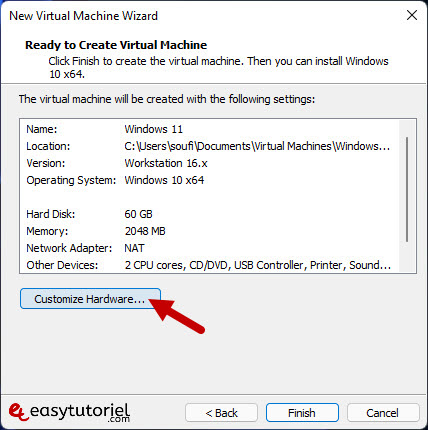 installer windows 11 vmware workstation player gratuit machine virtuelle 7 customize hardware
