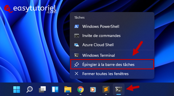 ouvrir windows terminal rapidement windows 11 4 epingler a la barre des taches