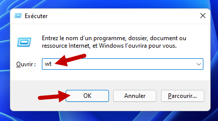ouvrir windows terminal rapidement windows 11 7 executer wt