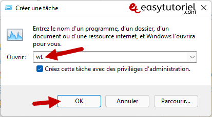 ouvrir windows terminal rapidement windows 11 9 executer wt nouvelle tache