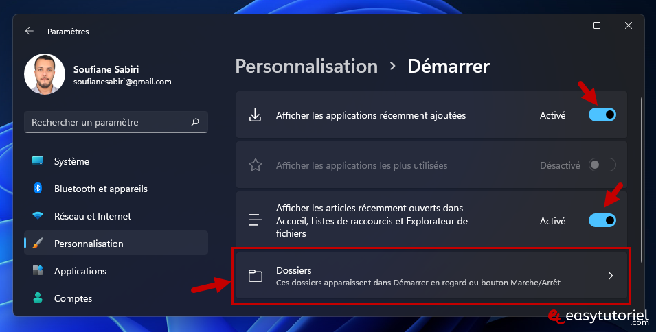 personnaliser menu demarrer windows 11 3
