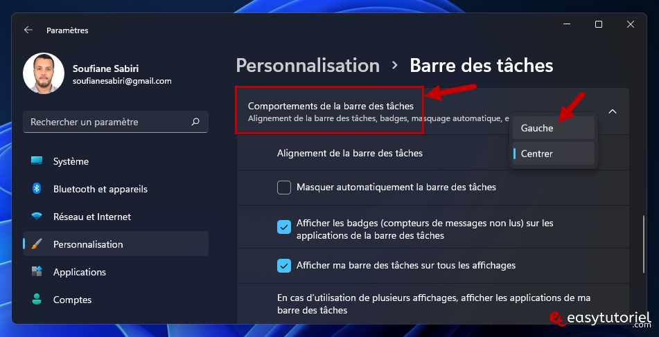 personnaliser menu demarrer windows 11 7